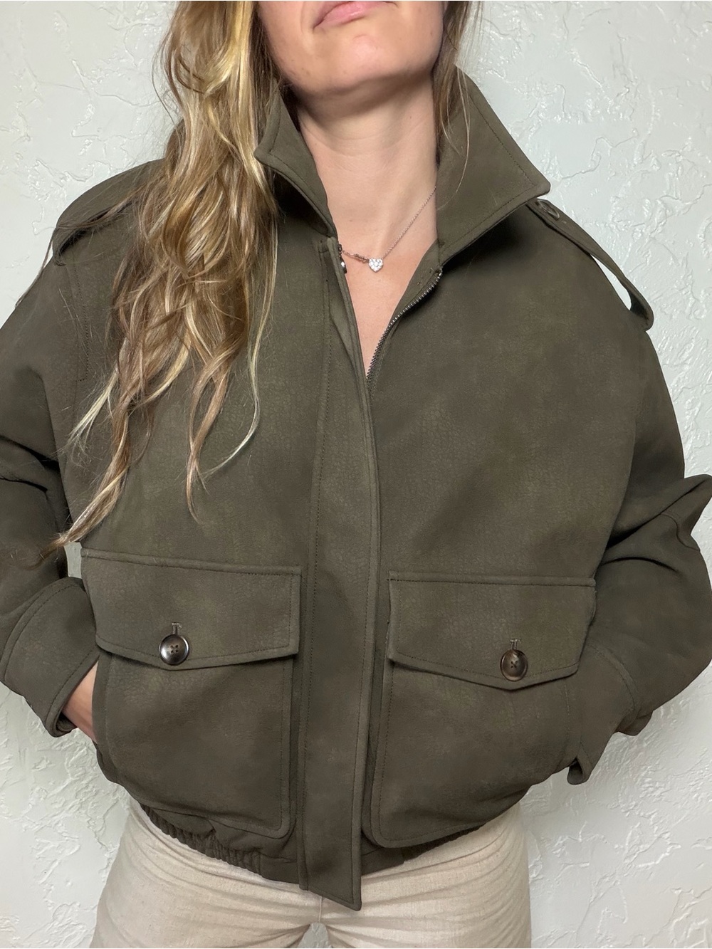 Good American Stone Utility Bomber Jacket